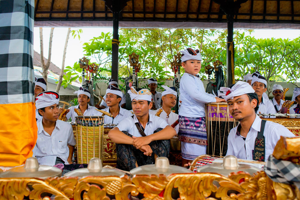 The gamelan band played by skillful village youths who practised for weeks before the ceremony.